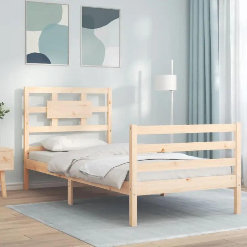 Massief Grenenhouten Bedframe voor Natuur en Comfort in je Interieur - Naturel / 75 x 190 cm - Bedden & bedframes