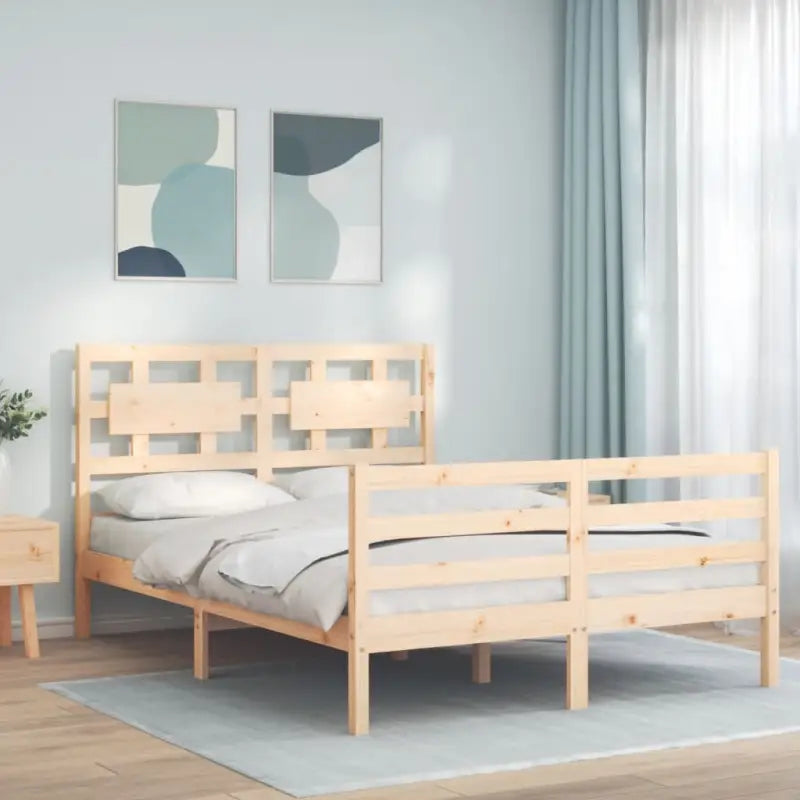 Massief Grenenhouten Bedframe voor Natuur en Comfort in je Interieur - Naturel / 120 x 200 cm - Bedden & bedframes