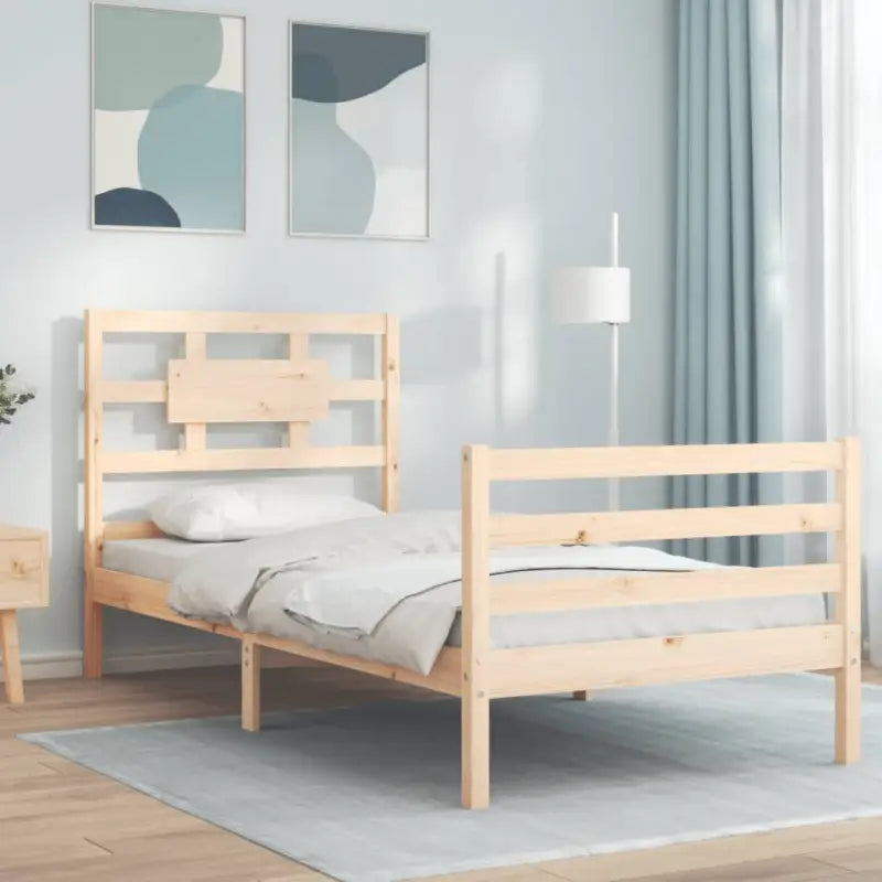 Massief Grenenhouten Bedframe voor Natuur en Comfort in je Interieur - Naturel / 90 x 200 cm - Bedden & bedframes