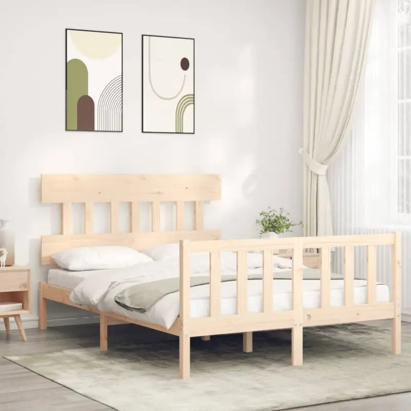 Massief Grenenhouten bedframe voor uitstekende ondersteuning en natuurlijk sfeer - Naturel / 135 x 190 cm