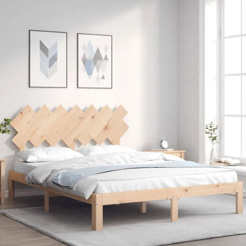Massief Grenenhouten Bedframe voor Uitstekende Ondersteuning en Natuurlijke Looks - Naturel / 140 x 200 cm - Bedden &