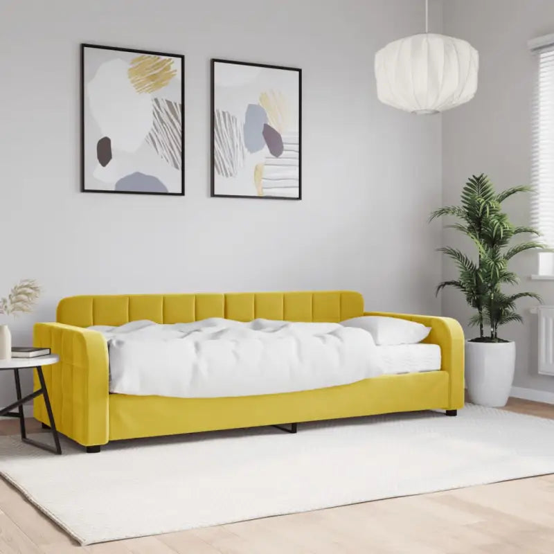 Massief hout dagbed met modern ontwerp voor woonkamer of slaapkamer - Geel / 80 x 200 cm / met matras - Bedden &