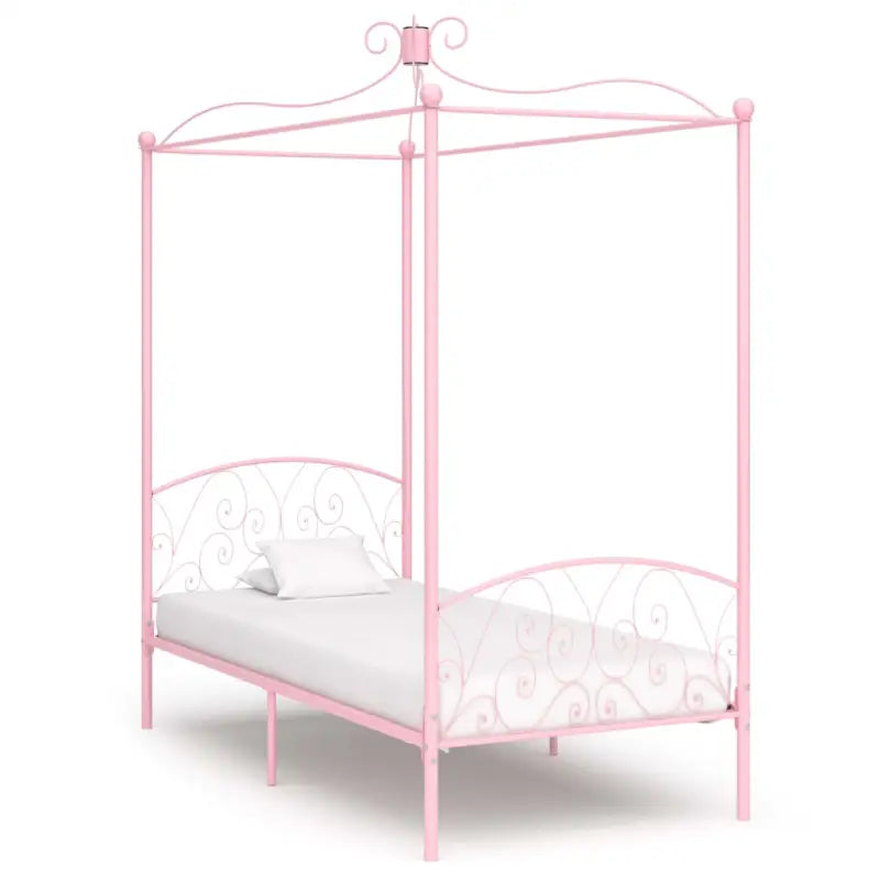 Metaal hemelbedframe voor een elegante slaapkamer uitstraling - Roze / 100 x 200 cm - Bedden & bedframes