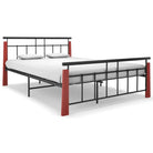 Metalen bedframe met massief eikenhout voor heerlijke nachtrust - Donkerbruin / 140 x 200 cm - Bedden & bedframes