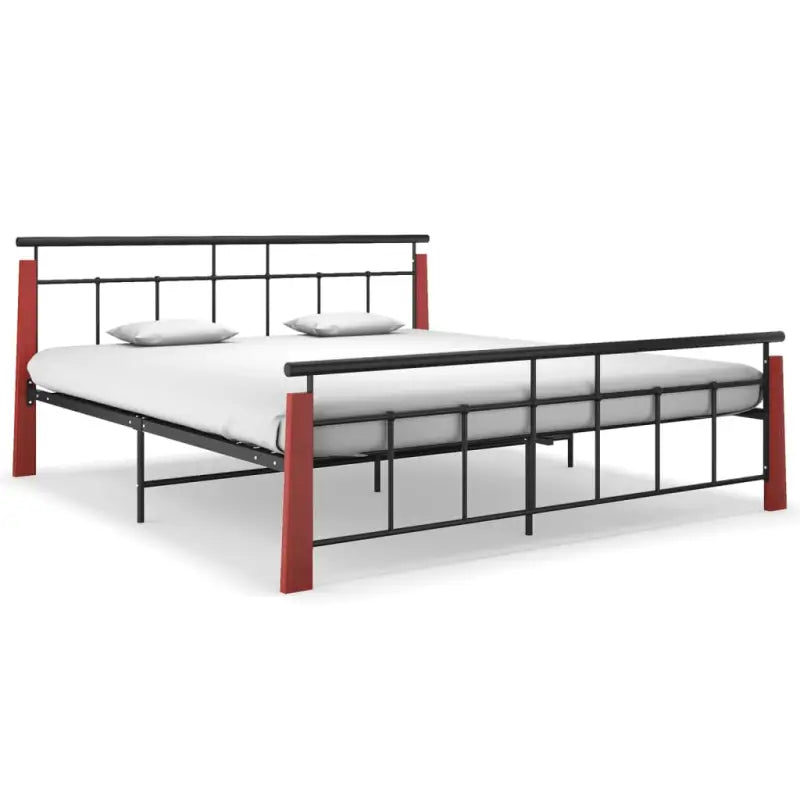 Metalen bedframe met massief eikenhout voor heerlijke nachtrust - Donkerbruin / 180 x 200 cm - Bedden & bedframes