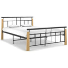Metalen bedframe met massief eikenhout voor heerlijke nachtrust - Lichtbruin / 140 x 200 cm - Bedden & bedframes