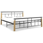 Metalen bedframe met massief eikenhout voor heerlijke nachtrust - Lichtbruin / 180 x 200 cm - Bedden & bedframes