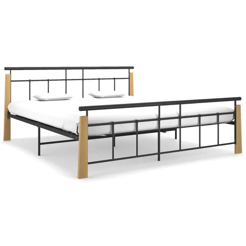 Metalen bedframe met massief eikenhout voor heerlijke nachtrust - Lichtbruin / 180 x 200 cm - Bedden & bedframes