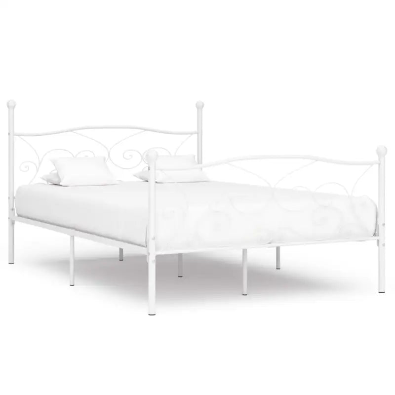 Metalen Bedframe met Massieve Constructie en Comfortabele Lattenbodem - Wit / 160 x 200 cm - Bedden & bedframes