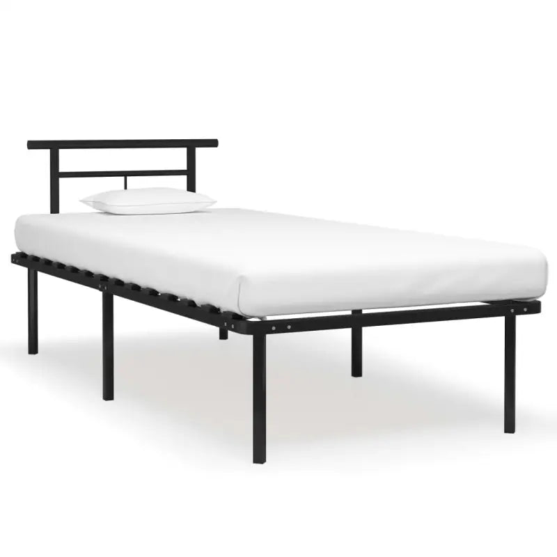 Metalen bedframe met stevige ondersteuning voor een klassieke slaapkamer sfeer - Zwart / 90 x 200 cm - Bedden &