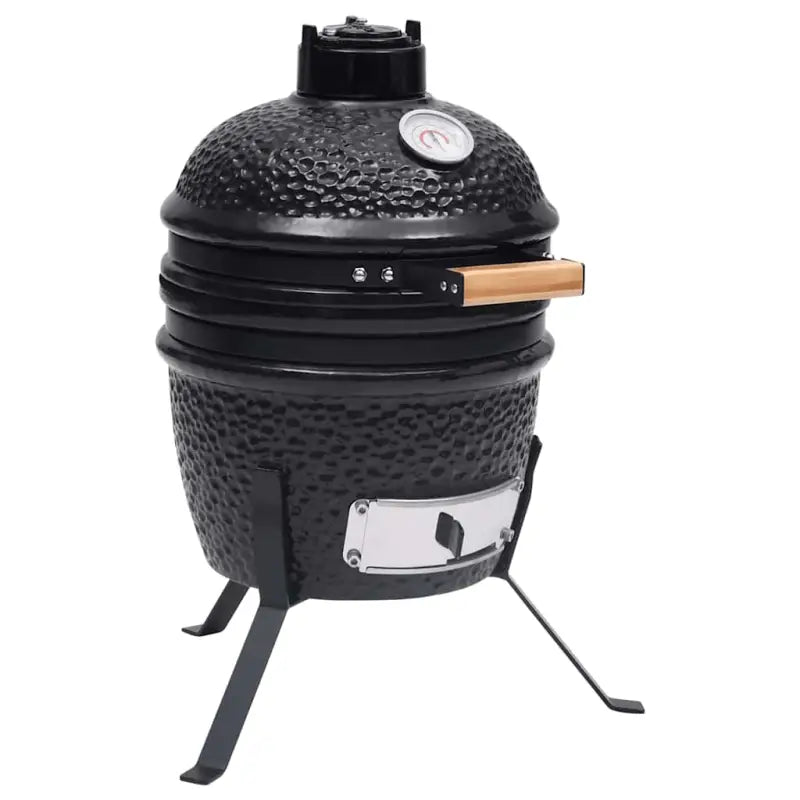 Mini keramische Kamado-grill met ingebouwde thermometer voor grillen en roken - Zwart - Barbecues
