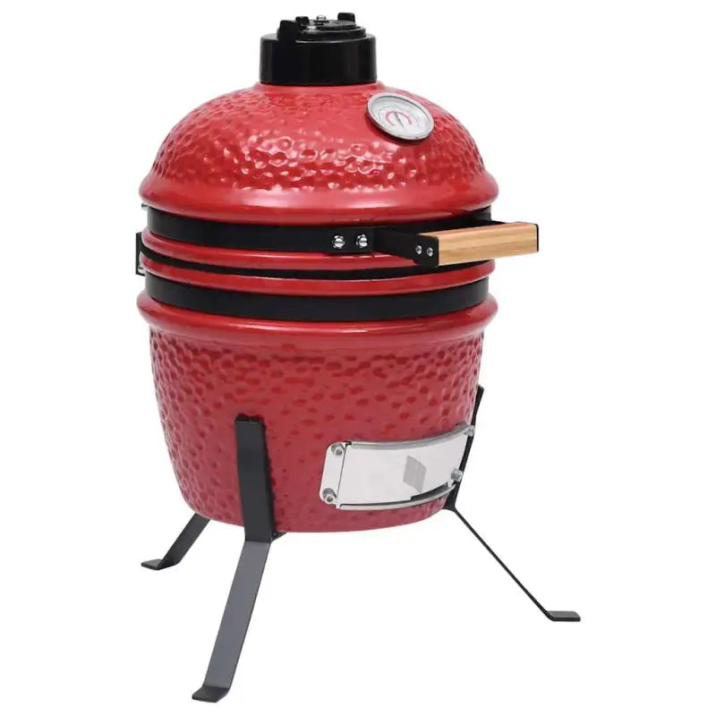 Mini keramische Kamado-grill met ingebouwde thermometer voor grillen en roken - Rood - Barbecues