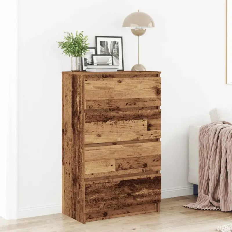 Minimalistisch bewerkt hout dressoir met 4 lades voor praktische opbergruimte - Oud hout / 1 - Dressoirs & buffetkasten