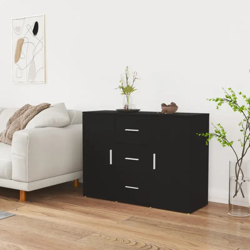 Minimalistisch dressoir van bewerkt hout met duurzame afwerking - Zwart / 1 - Dressoirs & buffetkasten