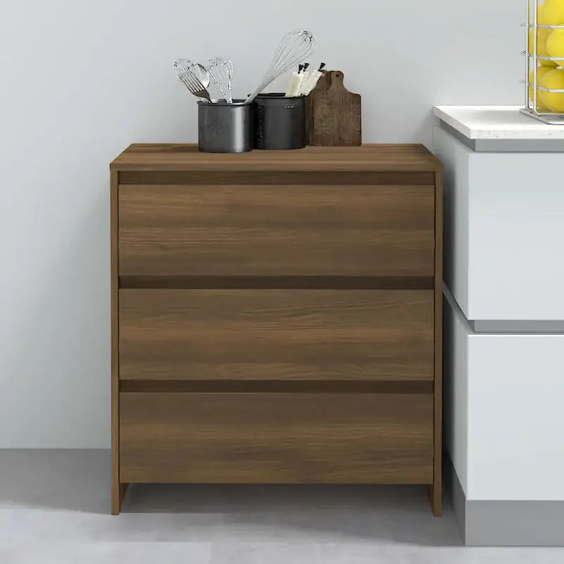 Minimalistisch dressoir van bewerkt hout met praktische opbergruimte - bruin eikenkleur / 1 - Dressoirs & buffetkasten