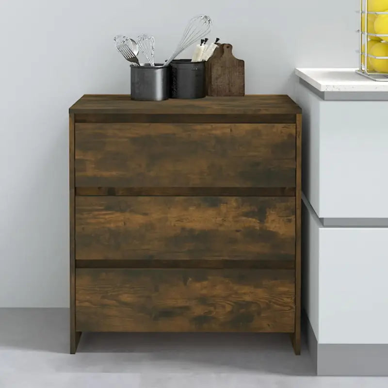 Minimalistisch dressoir van bewerkt hout met praktische opbergruimte - Gerookt eiken / 1 - Dressoirs & buffetkasten