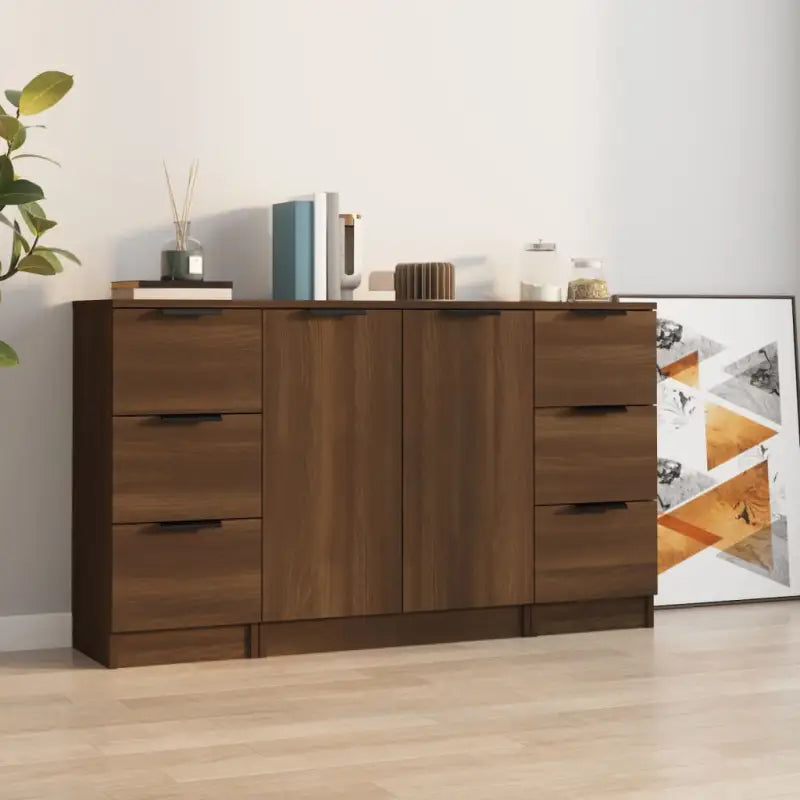 Minimalistische Dressoirs van bewerkt hout gemakkelijk schoon - bruin eikenkleur / 3 - Dressoirs & buffetkasten