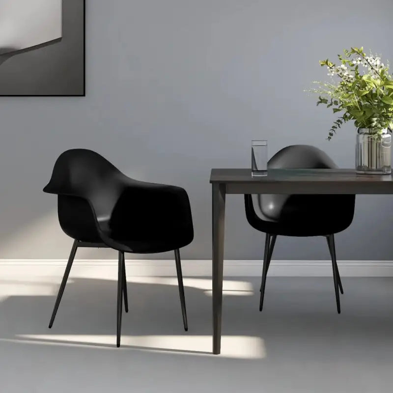 Minimalistische eetkamerstoelen van polypropyleen voor een eigentijdse uitstraling - Zwart / 2 - Eetkamerstoelen