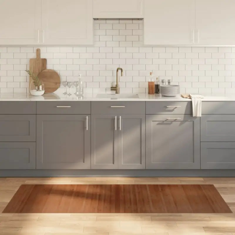 Modern bamboe vloerkleed in neutrale kleuren voor een natuurlijke uitstraling - Bruin / 70 x 200 cm - Vloerkleden