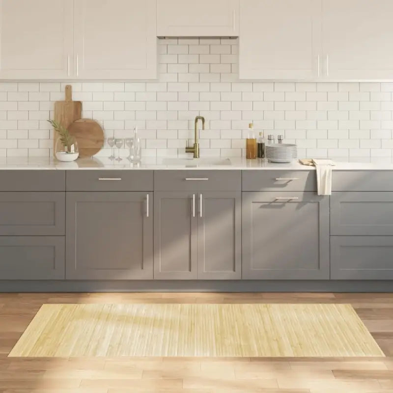 Modern bamboe vloerkleed in neutrale kleuren voor een natuurlijke uitstraling - lichtnaturel / 80 x 200 cm - Vloerkleden