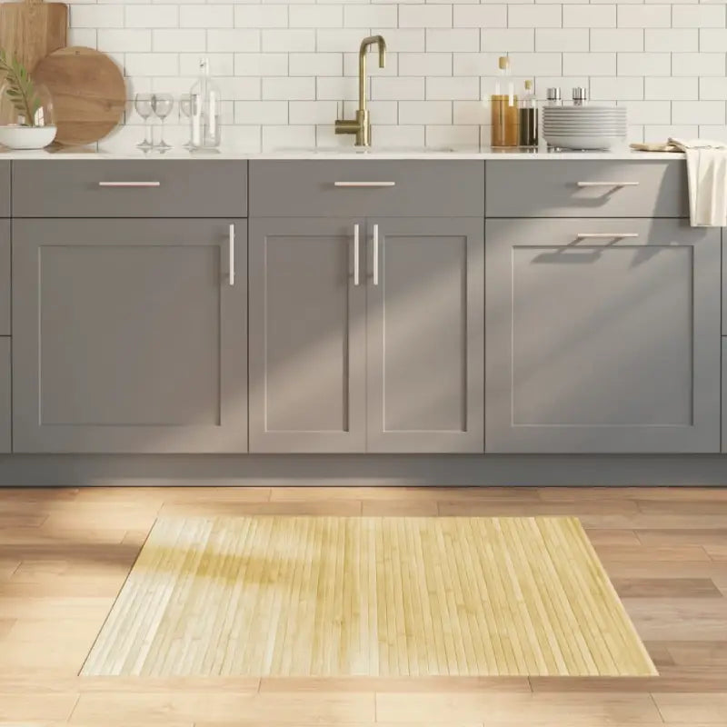 Modern bamboe vloerkleed in neutrale kleuren voor een natuurlijke uitstraling - lichtnaturel / 80 x 100 cm - Vloerkleden