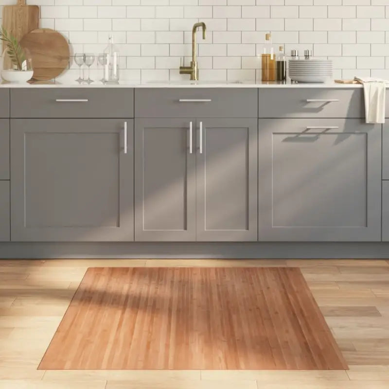 Modern bamboe vloerkleed in neutrale kleuren voor een natuurlijke uitstraling - Naturel / 100 x 100 cm - Vloerkleden