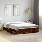 Modern bedframe met lades van bewerkt hout voor een stijlvolle slaapkamer - Gerookt eiken / 140 x 200 cm - Bedden &