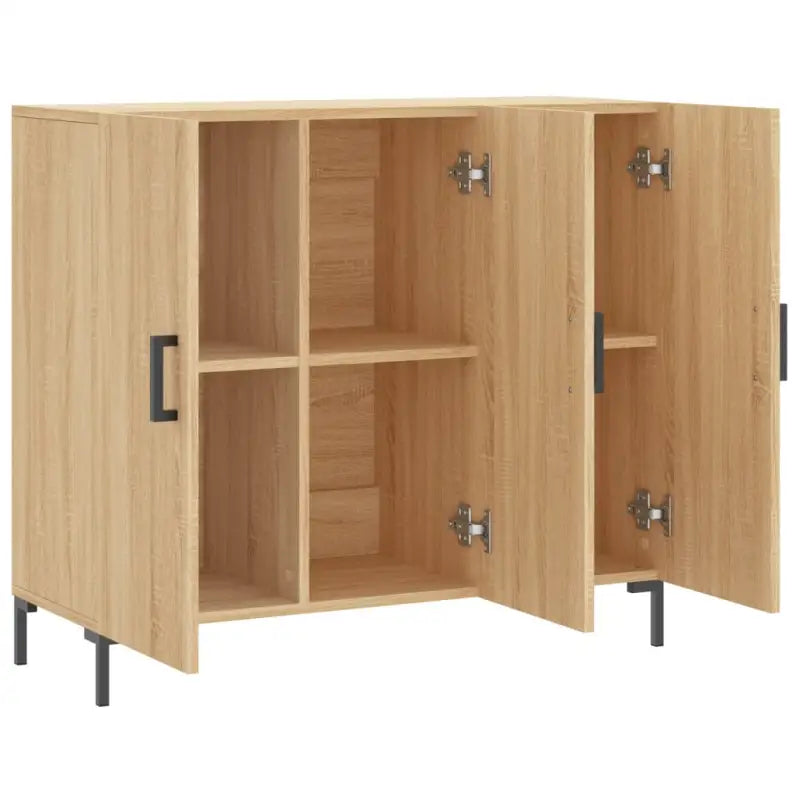 Modern dressoir met bewerkt hout en metalen poten voor een tijdloze uitstraling - Dressoirs & buffetkasten