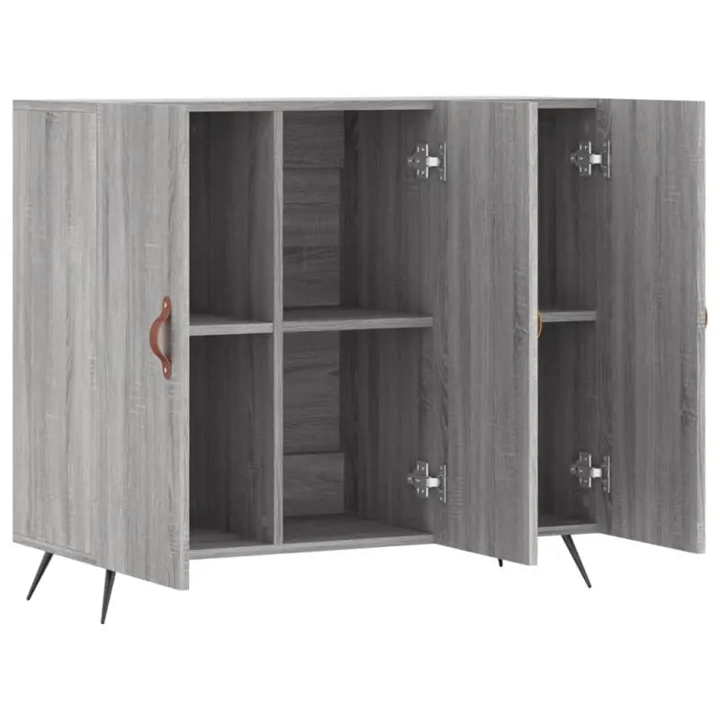 Modern dressoir met metalen poten en bewerkt hout in grijs sonoma - Dressoirs & buffetkasten