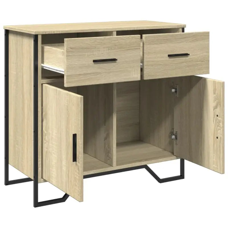 Modern dressoir met metalen poten en bewerkt hout voor een tijdloze uitstraling - Dressoirs & buffetkasten