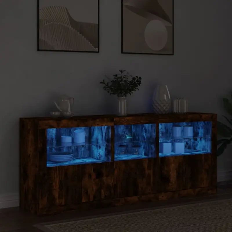 Modern dressoir met RGB LED-verlichting en duurzaam bewerkt hout - Gerookt eiken / 1 - Dressoirs & buffetkasten