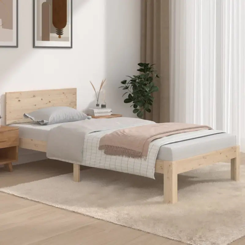 Modern houten bedframe van massief grenenhout met levering bevat - Naturel / 90 x 190 cm - Bedden & bedframes