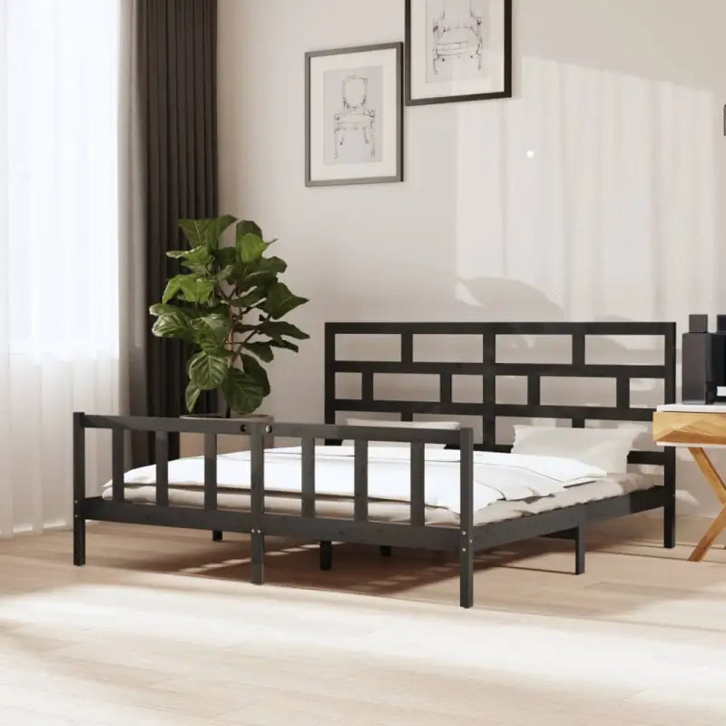 Modern houten bedframe van massief grenenhout met levering bevat - Grijs / 180 x 200 cm - Bedden & bedframes