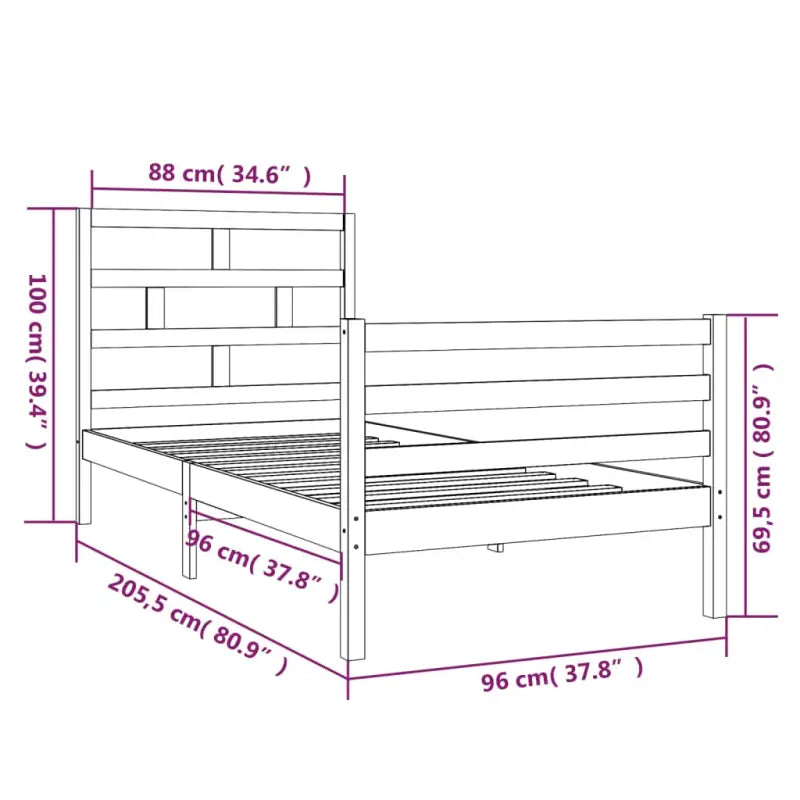 Modern houten bedframe van massief grenenhout met levering bevat - Bedden & bedframes