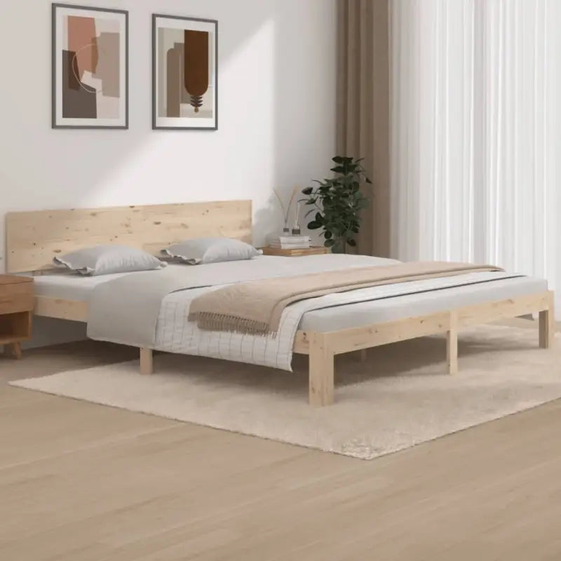 Modern houten bedframe van massief grenenhout met levering bevat - Naturel / 180 x 200 cm - Bedden & bedframes