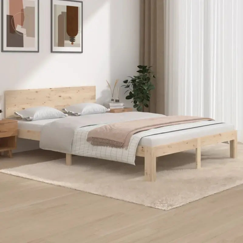 Modern houten bedframe van massief grenenhout met levering bevat - Naturel / 140 x 200 cm - Bedden & bedframes