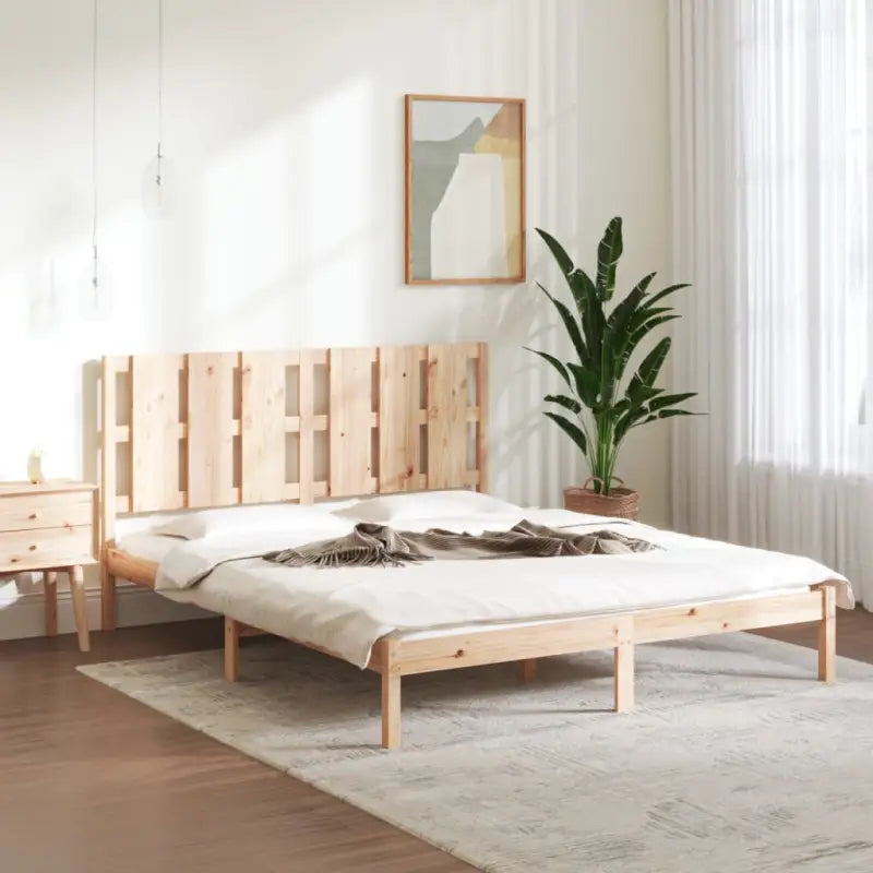 Modern houten bedframe van massief grenenhout met levering bevat - Naturel / 160 x 200 cm - Bedden & bedframes