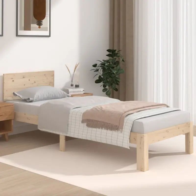 Modern houten bedframe van massief grenenhout met levering bevat - Naturel / 75 x 190 cm - Bedden & bedframes