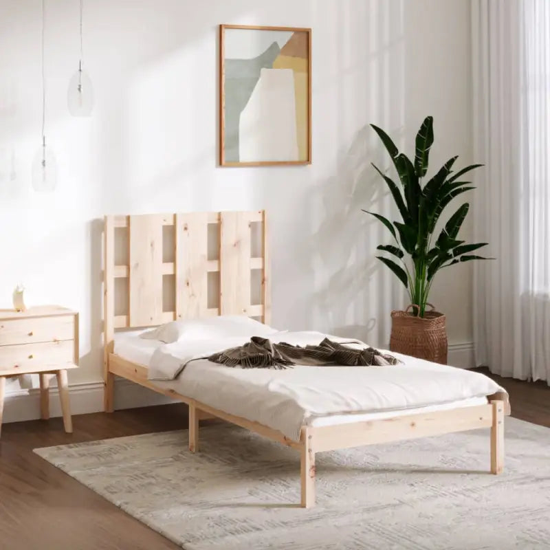 Modern houten bedframe van massief grenenhout met levering bevat - Naturel / 100 x 200 cm - Bedden & bedframes