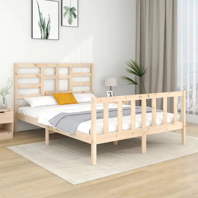 Modern houten bedframe van massief grenenhout met levering bevat - Naturel / 120 x 190 cm - Bedden & bedframes