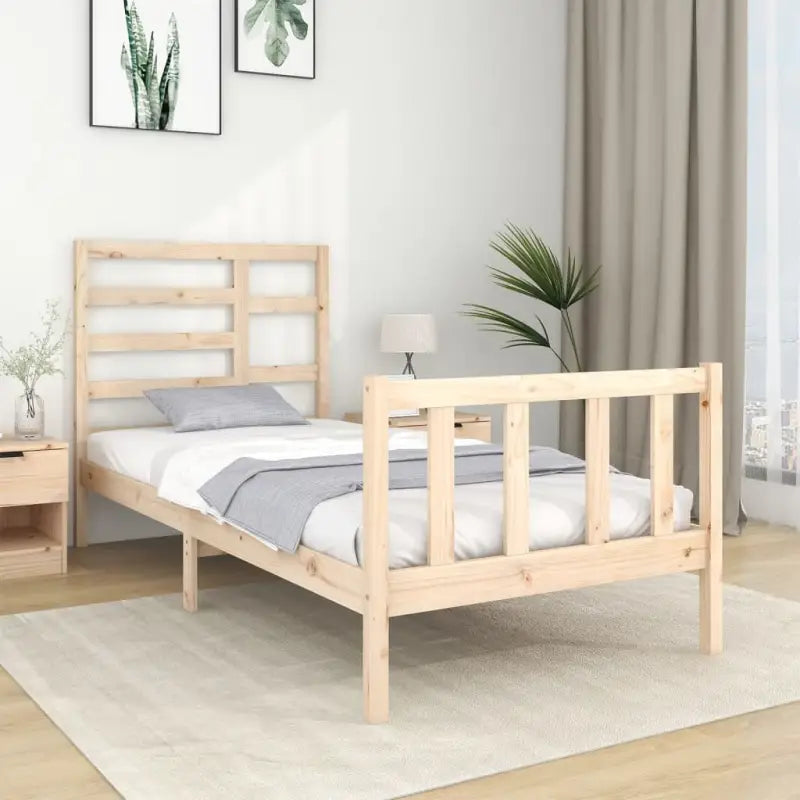 Modern houten bedframe van massief grenenhout met levering bevat - Naturel / 75 x 190 cm - Bedden & bedframes