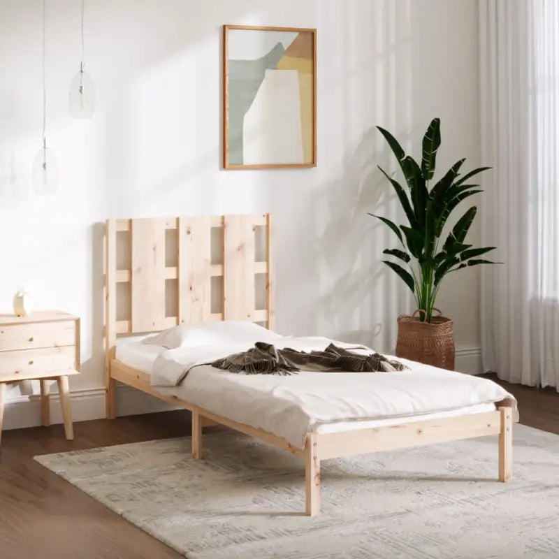 Modern houten bedframe van massief grenenhout met levering bevat - Naturel / 90 x 190 cm - Bedden & bedframes
