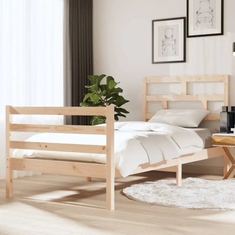 Modern houten bedframe van massief grenenhout met levering bevat - Naturel / 90 x 190 cm - Bedden & bedframes