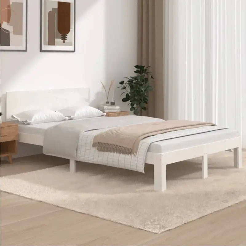 Modern houten bedframe van massief grenenhout met levering bevat - Wit / 120 x 200 cm - Bedden & bedframes