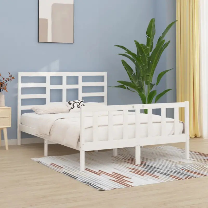 Modern houten bedframe van massief grenenhout met levering bevat - Wit / 160 x 200 cm - Bedden & bedframes
