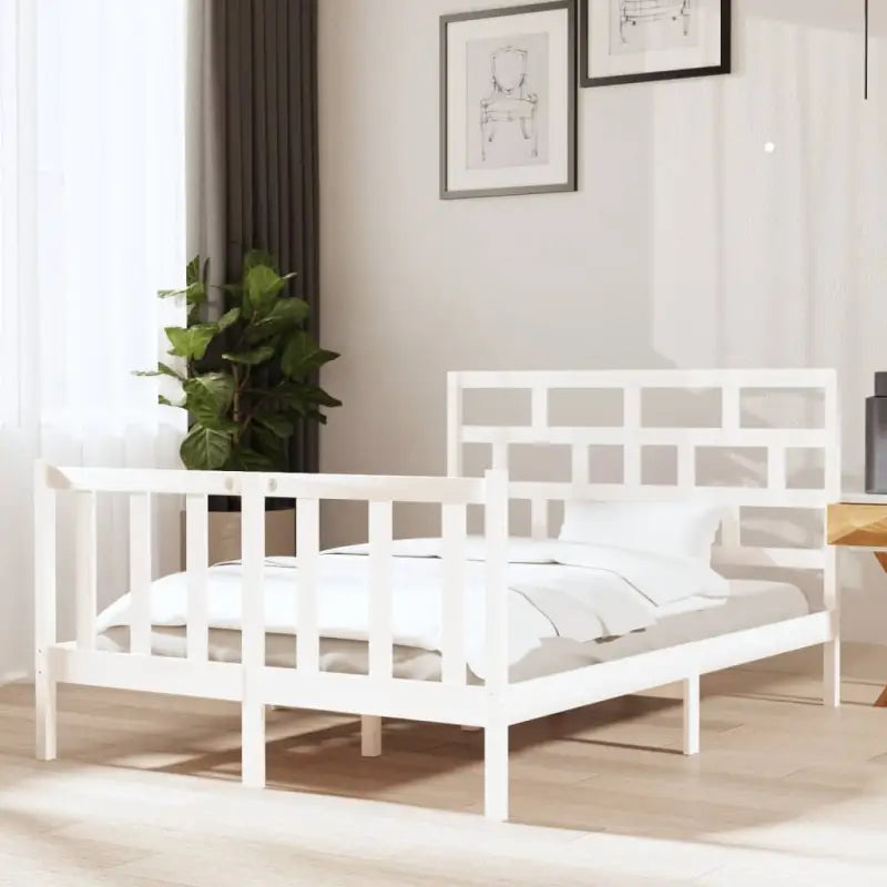 Modern houten bedframe van massief grenenhout met levering bevat - Wit / 120 x 190 cm - Bedden & bedframes