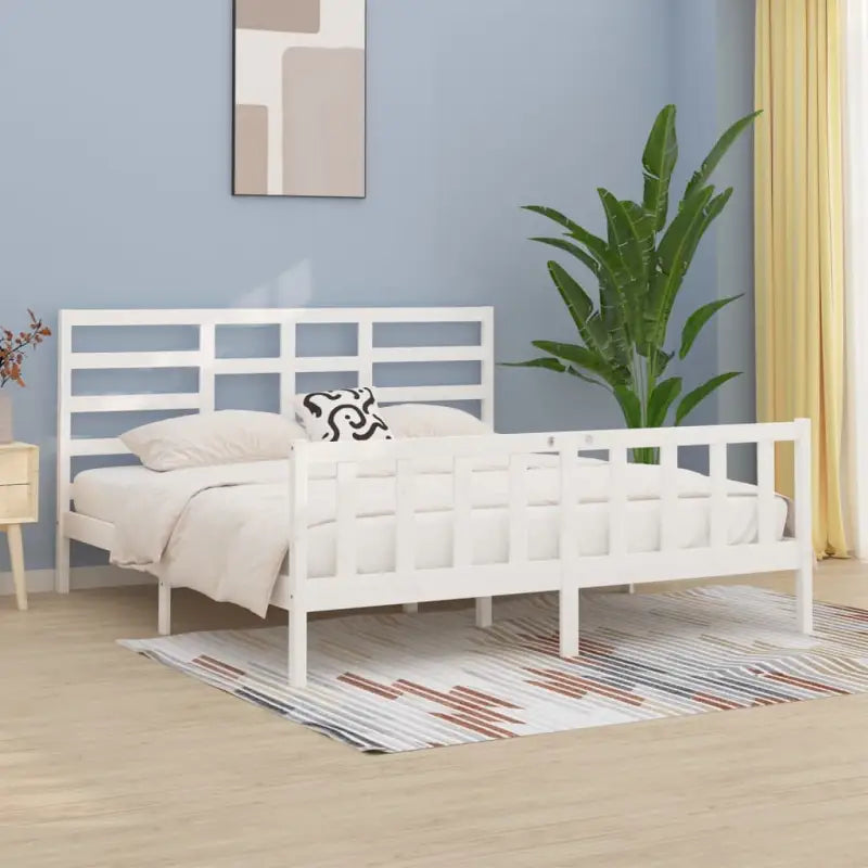 Modern houten bedframe van massief grenenhout met levering bevat - Wit / 200 x 200 cm - Bedden & bedframes