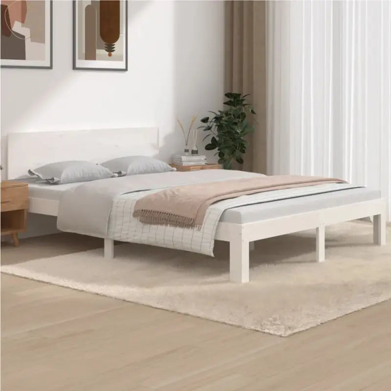 Modern houten bedframe van massief grenenhout met levering bevat - Wit / 140 x 190 cm - Bedden & bedframes