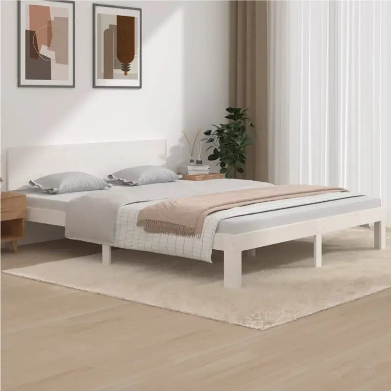 Modern houten bedframe van massief grenenhout met levering bevat - Wit / 160 x 200 cm - Bedden & bedframes
