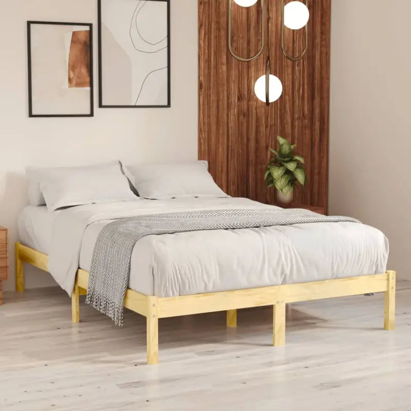 Modern houten bedframe van massief grenenhout voor je slaapkamer - Naturel / 140 x 200 cm - Bedden & bedframes